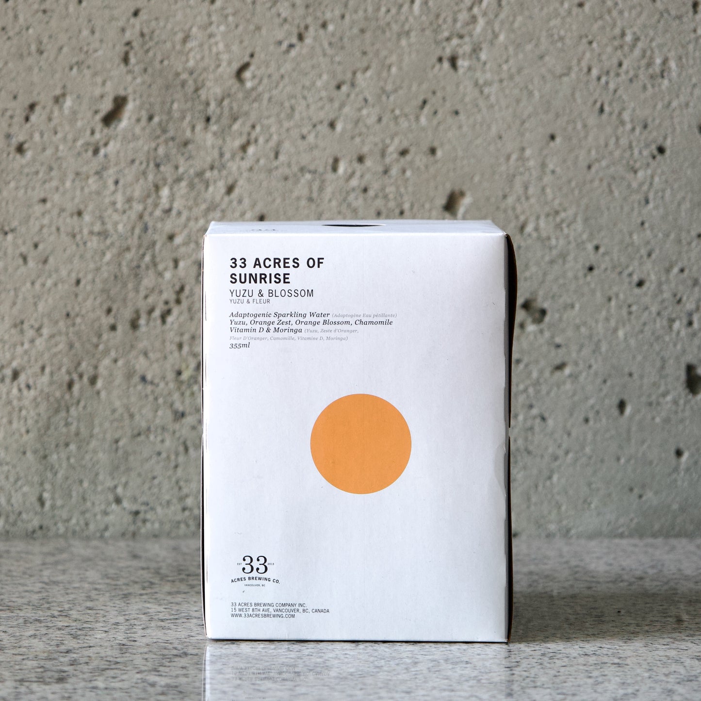33 Acres of Sunrise Adaptogenic Sparkling Water