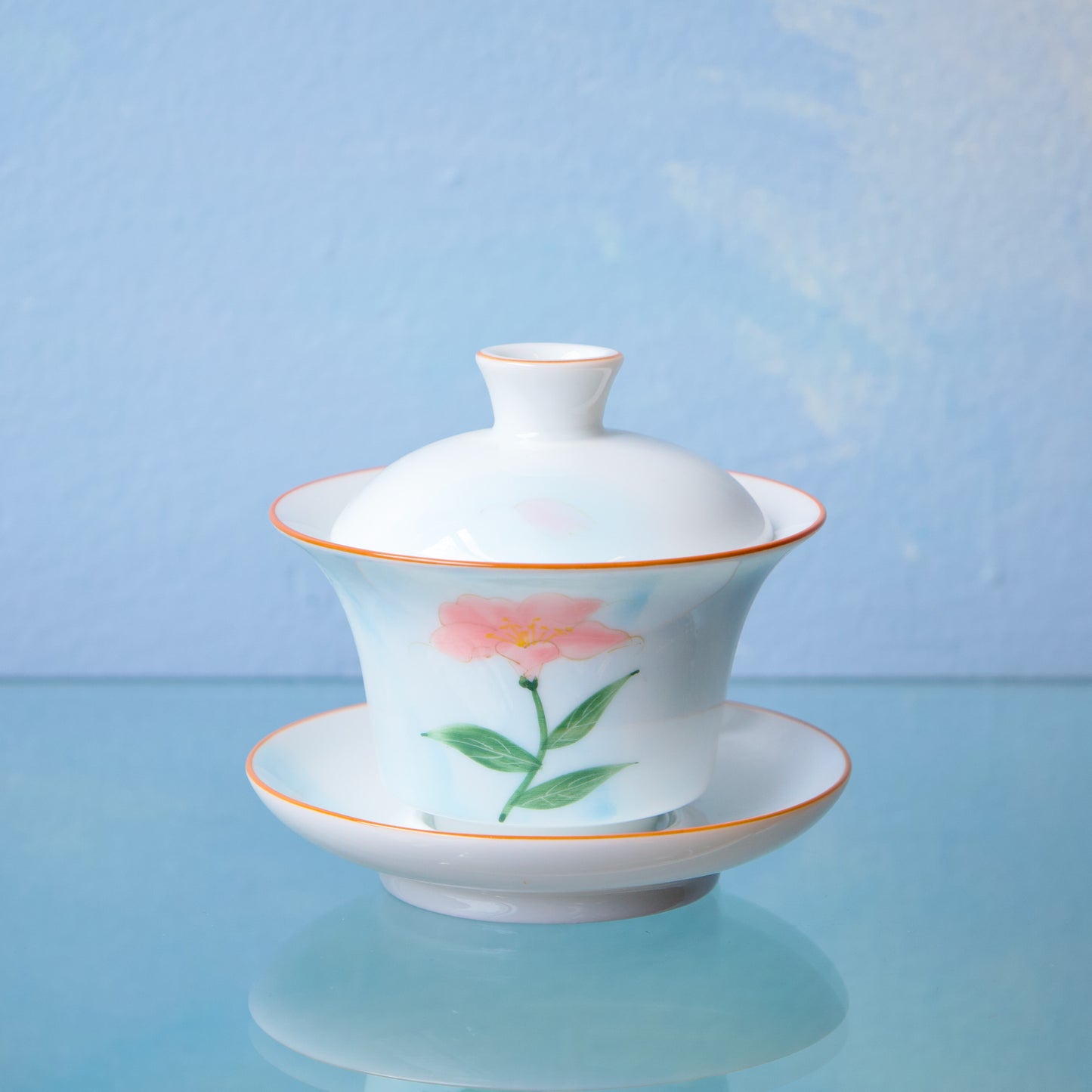 Porcelain Gaiwan - 'Pink Flower' 110ml