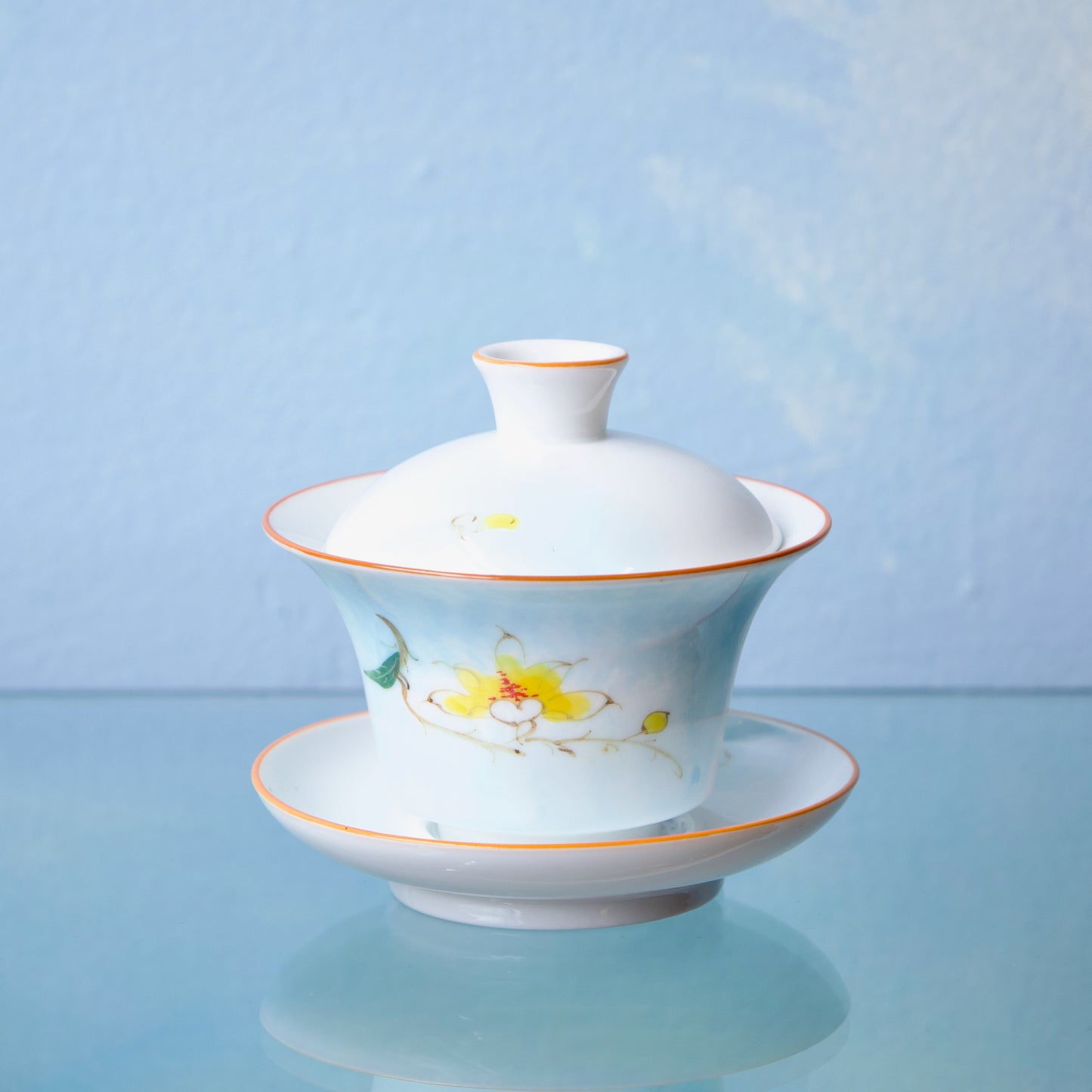 Porcelain Gaiwan - 'Yellow Sky Lotus' 110ml