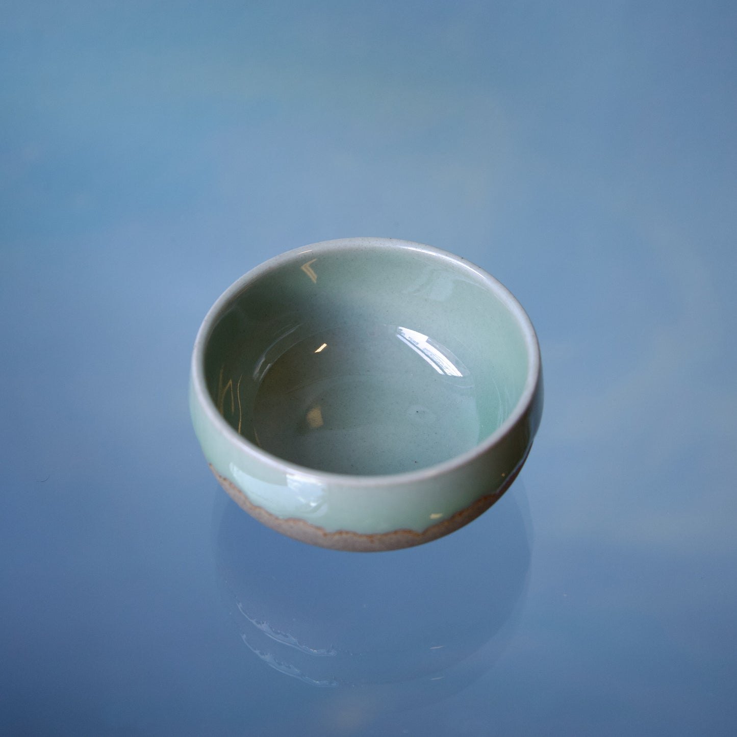 Half Glazed Three-Footed Celadon Teacup 60ml