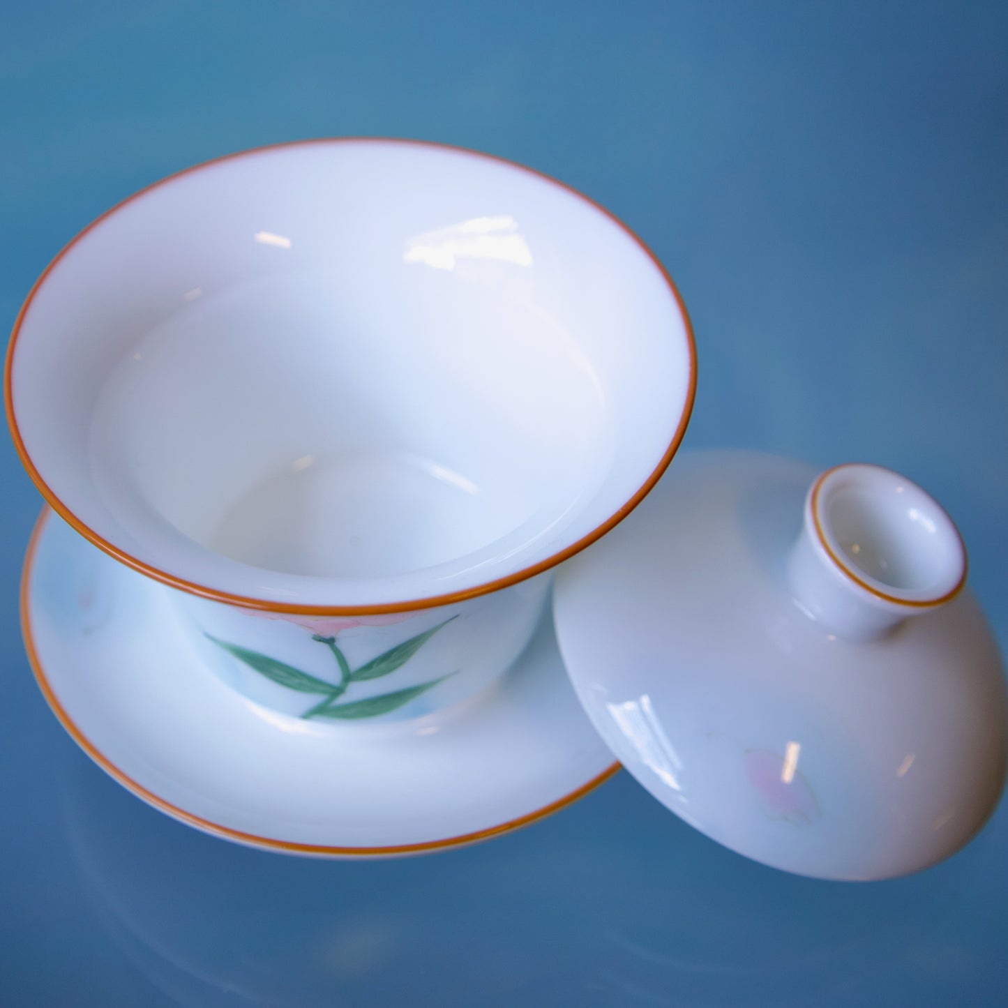 Porcelain Gaiwan - 'Pink Flower' 110ml
