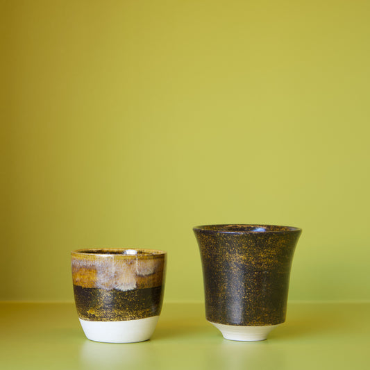 Earth Tone Glaze Tea Cups by Dustin Ryan Yu