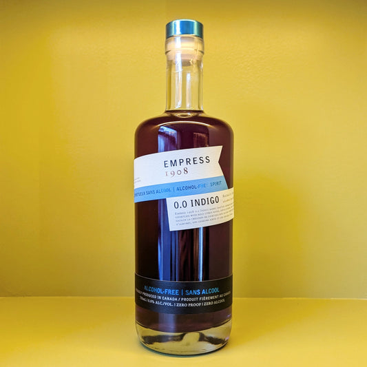 Empress 0.0 Indigi non-alcoholic gin style spirit front of bottle