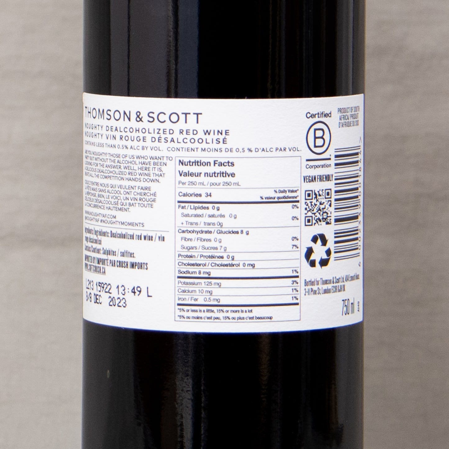 'Noughty' Rouge by Thomson & Scott Non-Alcoholic Red Wine