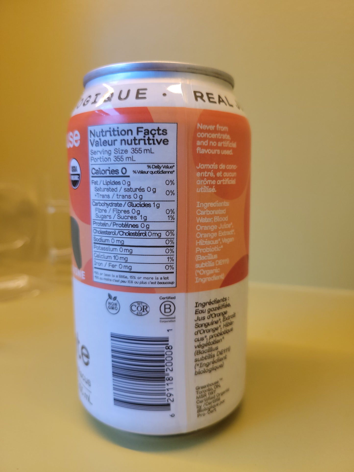 Greenhouse Probiotic Sparkling Water - Blood Orange